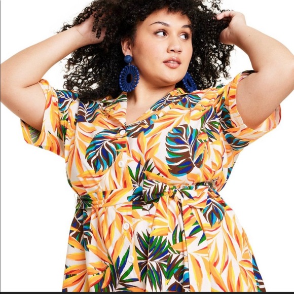 Tabitha Brown Plus Size Tropical Print Tie-Front Jumpsuit - Picture 3 of 3